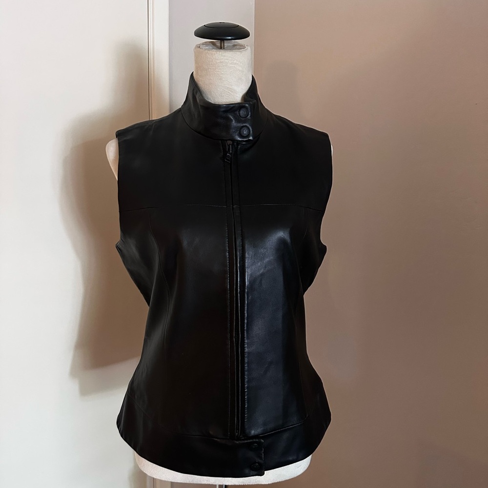 Andrew Marc Black Leather Vest